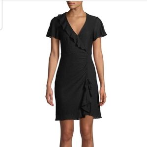 Nanette Lepore fit flare calming dress with ruffles short sleeves black. Size 12